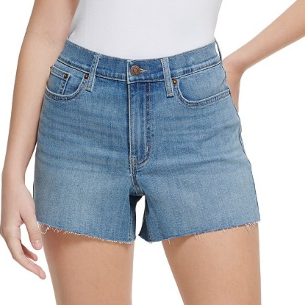 CALVIN KLEIN JEANS High-Rise Cutoff Denim Shorts Med Blue B4HP
